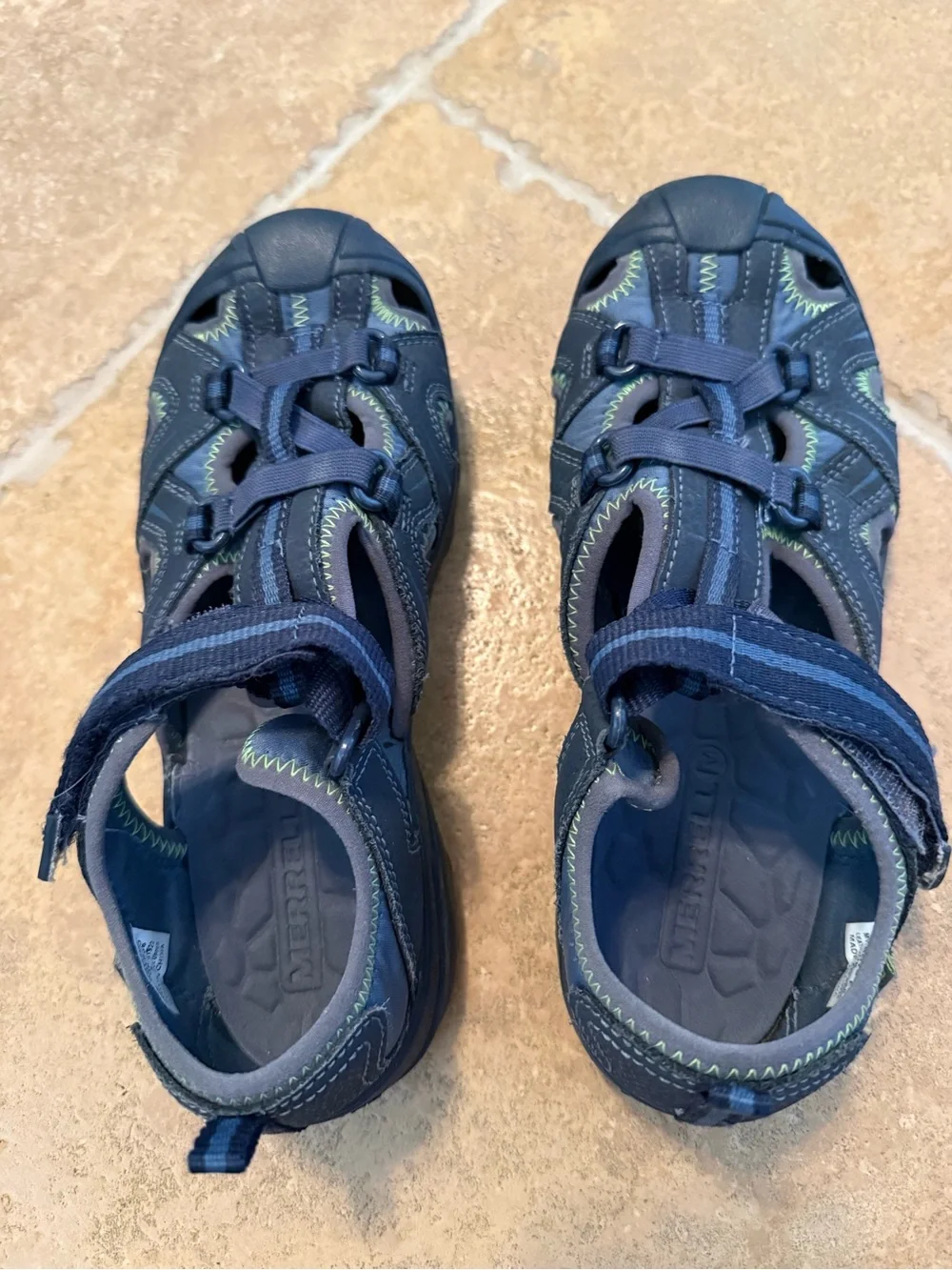 Merrell Hydro Hiker Sandals Navy and Green Boys Size 4